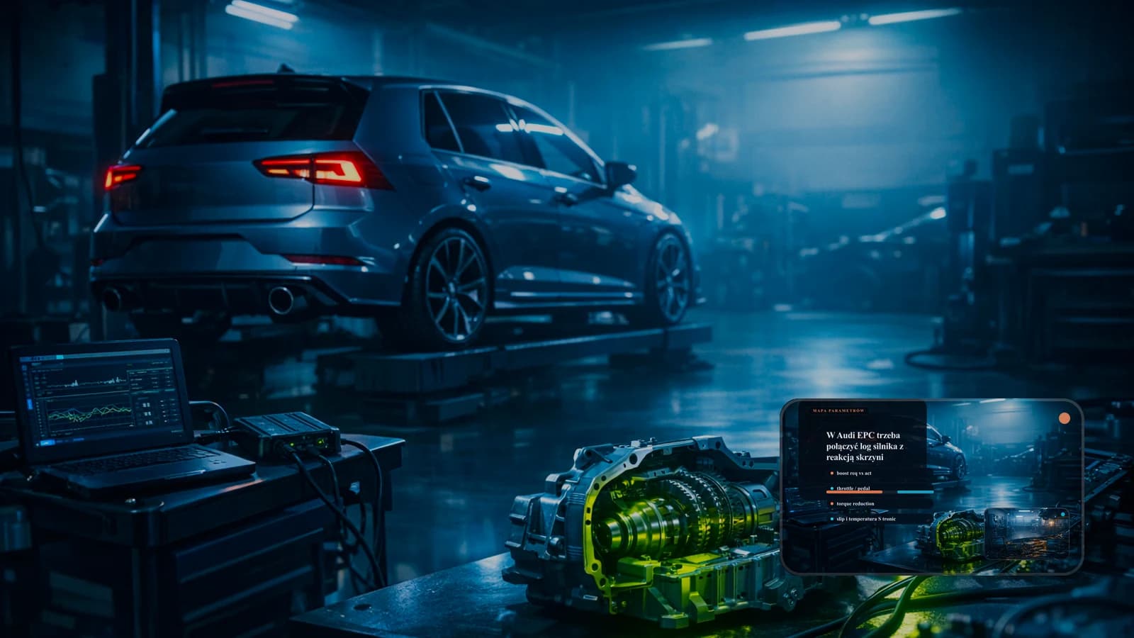 Audi diagnostics under EPC with analysis of torque control, boost, and S tronic.